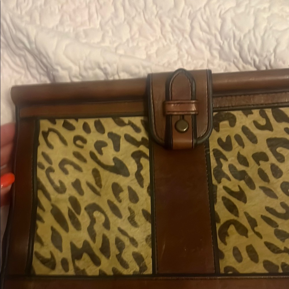 Fossil Brown and Tan Leopard Print hand bag